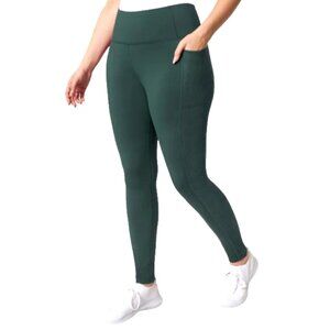 Mondetta Brushed Leggings Ladies sz XL Green (Dark Teal) Pockets Stretch EUC